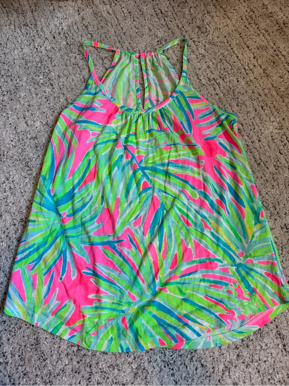 Lilly Pulitzer Neon Palm Halter Tank Top - Pink, Green & Blue
